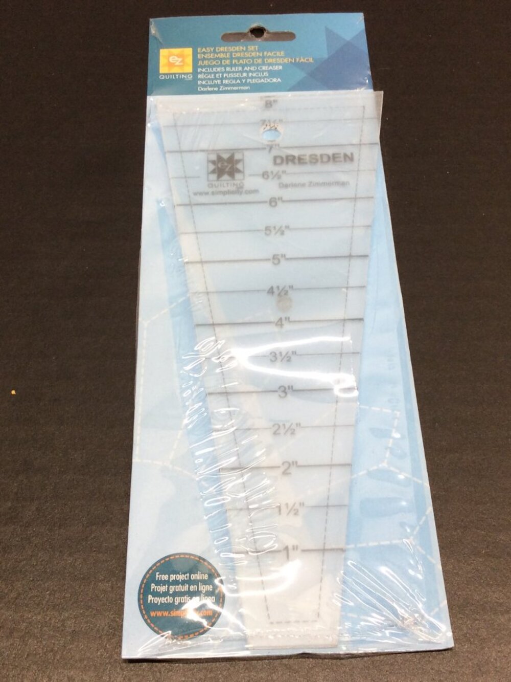 Clear Dresden 8" Ruler by Darlene Zimmerman EZ Quilting